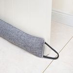 Marwood Under Door Draught Excluder 76cm Wind Stopper for Door & Window, Weighted French Air Door Draft Stopper Front Door Snake Noise Blocker for Bottom of Door with Hanging Loops - Grey 30"