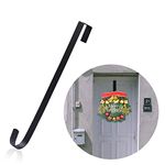 Wreath Hanger for Front Door Hanger Decor, Over The Door Hooks Christmas Halloween Wreath Over Door Hook Christmas Decorations (Black)