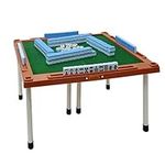 16.5 in Folding Mahjong Table, 4 Player Domino Card Game Table with 4 Cup Holders & 4 Chip Trays and Removable Table Legs, Bearing 50kg, for Camping Party