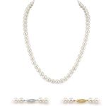 The Pearl Source 14K Gold 6.5-7.0mm AAA Quality Round White Freshwater Cultured Pearl Necklace for Women in 18" Princess Length