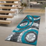 Rugs Inn Retro Rug Runner – Washable Non-Slip Carpet Runner rugs for Hallway, Kitchen, Living Room, Corridor, Entryway, and Door Entrances (Teal, 80x150cm)
