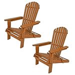 CASARIA® Set of 2 Adirondack Sun Loungers | Acacia Wood | Foldable | Large Armrests | Conservatory | Garden | Patio | Porch | Wooden Outdoor Furniture