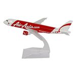 Kartique Aeroplane Air Asia Airlines Scale Model Die Cast Metal Aircraft Highly Detailed Replica Gift for Aviation Enthusiasts Multicolor 16 CM