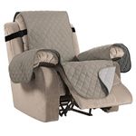 BellaHills Reversible Recliner Sofa Covers - Water Resistant, Elastic Straps for Pets (Khaki/Beige)