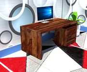 HOMERANGE Wooden Finish Writing Study Desk for Adults | Study Table for Home and Office | Sheesham Wood, Natural Teak Finish