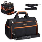 Heavy Duty Tool Bag 17.3-Inch, 26-Pocket Large Tool Bags for Men Women with Wide Mouth & Adjustable Shoulder Strap, Foldable Tool Bag Organizer for HVAC Craftsman Contractor Electricians Mechanics