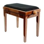 Legato Polished Walnut Piano Stool - Adjustable Height with Black Draylon Top