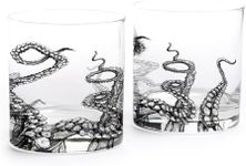 Black Lantern Whiskey Glasses Set of 2 - Old Fashioned Whiskey Glasses for Cocktails Bourbon Scotch and Whisky - Drinking Glasses - 11oz. Heavy Base Tumbler Glasses and Gift Box (Octopus Tentacles)