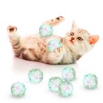 SunGrow 12-Pack Crinkle Cat Toy Balls for Indoor Cats & Ferrets, Small Cat Kitten Toys Balls, Tinfoil Sensory Bulk Pet Balls, Fluffy Anxiety Relief Cat Ball Toy for Blind Kitten, Puppy, Ferret, Parrot