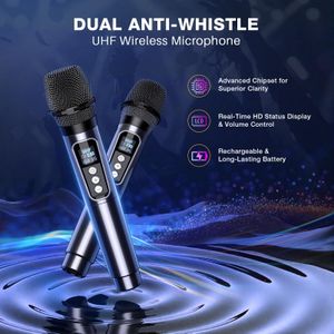 Dislocati Karaoke Machine with 2 Wireless Mics – Portable Bluetooth PA Speaker with Lights, TWS, USB, AUX for Home Party