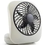 O2COOL Treva 5 Inch Battery Powered Fan Portable Desk Fan 2 Cooling Speeds Battery Powered Fan with Compact Folding & Tilt Design Small Fan Cubicle Accessories (Grey)