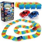 Create-A-Track Car Track Set - Race Track Toy With 220 Track Pieces & 2 Light Up Cars - Glow Tracks Racing Set For Boys or Girls