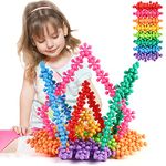 Building Blocks Kids 200 Pieces STEM Toys Educational Building Toys Discs Sets Interlocking Solid Plastic for Preschool Kids Boys and Girls Aged 3+, Safe Material Creativity Kids Toys