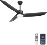 Ohniyou 56 Inch Black Ceiling Fan with Lights, Modern 3 Blades Ceiling Fan with Remote/APP Control, Reversible DC Motor, Dimmable 3 CCT, Indoor Outdoor Ceiling Fan for Covered Patios Living Room