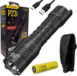 Nitecore P23i Long Range Flashlight -3000 lumens, 512 Yard thow, with Rechargeable i-Series high Performance Battery NL2150HPi & Eco-Sensa Type-C USB Charging Cable