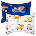 UOMNY Toddler Pillowcases for Boys 13X18 12x16 14x19 Engineering Vehicle Baby Pillow Case 2 Pack Small Pillow Covers for Travel Pillow