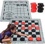 3-in-1 Vintage Giant Checkers, Tic,