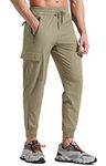 Libin Men's Lightweight Joggers Quick Dry Cargo Hiking Pants Track Running Workout Athletic Travel Golf Casual Outdoor Pants, Khaki XL