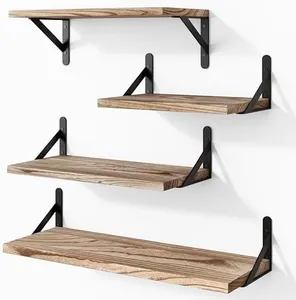 YGEOMER Floating Shelves for Wall Different Sizes Farmhouse Wall Shelf for Bedroom, Bathroom Storage, Living Room and Kitchen Decor(Set of 4)