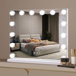 Ruication Hollywood Vanity Mirror with Lights, 50×42cm Large Lighted Makeup Mirror with 14 Dimmable Bulbs, 3 Color Modes, Touch Screen Control, Tabletop or Wall Mounted Cosmetic Mirror For Bedroom