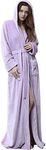 Flygo Women's Long Hooded Robe Luxurious Flannel Fleece Full Length Bathrobe Sleepwear Winter Warm Pajamas Shower Nightgown (Medium, Lilac), Lilac, Medium