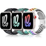 Bandkids 3 Pack Rainbow Bands Compatible for Kids Apple Watch Band boys girls,Soft Silicone Loop Strap for Apple Watch Series 9/Ultra/8/7/6/5/4/3/2/1/SE 38mm 40mm 41mm & 42mm 44mm 45mm 49mm