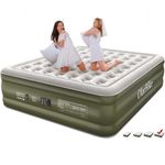 OlarHike Inflatable Air Mattress, Air Bed with Built-in Electric Pump, Super King Size Blow Up Self-inflating Guest Airbed with Flocked Surface for Camping or Home Use, 213x182x46cm