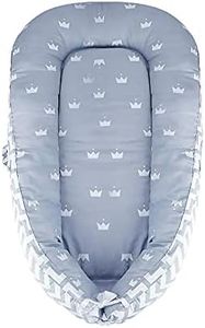 SONARIN Réducteur Lit bébé,cale Bebe pour lit Cocon Bebe Matelas,100% coton,avec oreiller,Portable,Respirant Baby Nest(Gris Couronne)