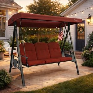 Kozyard Herbert Deluxe 3-Seat Patio Porch Swing Chair with Stand