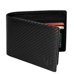 BIAL Mens Wallet, RFID Blocking Wallet, Wallets Mens, Bifold Wallet, Flip Wallet, Wallets for Men, Slim Bifold Wallet, 2 ID Window Wallet, Superfine Fiber PU Synthetic Leather (Black)