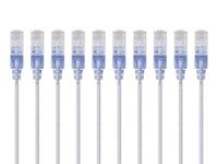 Monoprice Cat6A Ethernet Patch Cable - Snagless RJ45, 550Mhz, 10G, UTP, Pure Bare Copper Wire, 30AWG, 10-Pack, 5 Feet, White - SlimRun Series