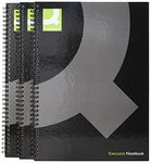 Q-Connect Hardback Wirebound Book, A4, Black, Pack of 3