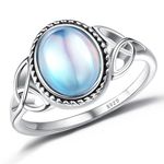 ADRAMATA 925 Sterling Silver Moonstone Ring for Women GemStone Ring Handmade Statement Mood Ring Style Gemstone Solitaire Oval Moonstone Ring Silver Ring for Women