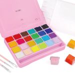 INK LAB HIMI Gouache Paint Kit 24 Vibrant Colors Non Toxic Paints Jelly Cup Design with Paint Brushes Palette Portable for Professional Artists, Rich Pigment, 30ml/Cup