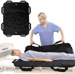 ZHEEYI Bed Positioning Pad with Reinforced Handles 48" x 40" Lifting Turning Patient Sheet Transfer Blanket for Caregiver, Bedridden, Elderly, Black