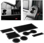 CupHolderHero fits Tesla Model 3 Accessories 2017-2023 Premium Custom Interior Non-Slip Anti Dust Cup Holder Inserts, Center Console Liner Mats, Door Pocket Liners, 7pc Set (White Trim)