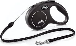 FLEXI New Classic Cord Retractable Dog Leash for Small Dogs up to 26 lbs. – 16 ft., Black | Tangle-Free Pet Walking Leash with One-Handed Brake, Pause, Lock|German Quality Product