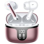 Wireless Earbuds,Wireless Headphones Bluetooth 5.3 Earphones with 4 HD Mic,2024 NEW 50H Bluetooth Earphones in Ear,HiFi Stereo Deep Bass,ENC Noise Cancelling Ear buds IP7 Waterproof LED Display Rose