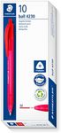 STAEDTLER 4230 M-2 Retractable Rainbow Ballpoint Pen - Red (Box of 10)