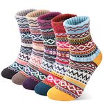 ElifeAcc 5 Pairs Thermal Women Socks Warm Thick Knitting Winter Wool Sock for Ladies （Li5）