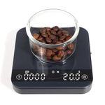 Coffee Scales with Timer, 4 Modes Mini Digital Espresso Scale, 0.1g High Precision Coffee Weighing Scale with Flow Rate for Pour-over Coffee, Rechargeable Kitchen Scales, Max 2kg, Black