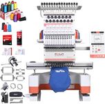 Poolin EOM 15-Needle Embroidery Machine | Starter Bundle – Includes 15 Threads, 144pcs Pre-Wound Bobbins, 12x25'' Cut Away Stabilizer