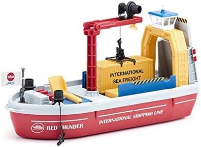 siku 5403, Buque portacontenedores con accesorios, Plástico, Multicolor, Incl. 1 pala y 2 contenedores, Versatilidad de juego, Compatible con otros modelos siku a la misma escala
