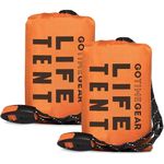 Go Time Gear Survival Life Tent • 2 Person Mylar Emergency Shelter Tube Tent + Paracord • All-Weather Protection for Camping, Hiking, & Survival Kits • Includes Emergency Whistle • 2PK Orange