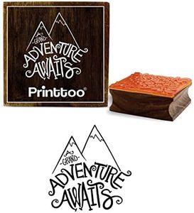 Printtoo Diary Card A Grand Adventure Awaits Text Design Wooden Rubber Stamp-5 x 5 Inches