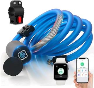 Bike Lock Keyless Combination Cable Lock eLinkSmart: Blue Waterproof Cable Lock 150cm Long Steel for Bicycle Scooter Motorcycle Door Fence Gate - Fingerprint Unlock via Phone App iOS Watch