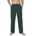 LAPASA Men's Plaid 100% Woven Cotton Loungewear Pyjama Pants Nightwear Trousers M38 (Dark Green + Navy Plaid, XXL)