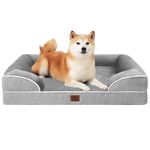 EHEYCIGA Memory Foam Orthopedic Large Dog Bed with Sides, 91cm Waterproof Liner Dog Beds for Large Dogs, Non-Slip Bottom and Egg-Crate Foam Large Dog Couch Bed with Washable Removable Cover
