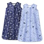 Unnivoll Baby Sleeping Bag 1.0 Tog 6-12 Months 100% Cotton Sleep Sack Sleep Bag Wearable Blanket with 2-Way Zipper for Newborn Infant Toddler Blue Moon