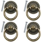 AYLIFU 4-Piece Antique Bronze Knob Handle Drawer Ring Single Hole Pull Ring with Matching Screws,Suitable for Drawer chests Vanity cabinets Jewelry Boxes